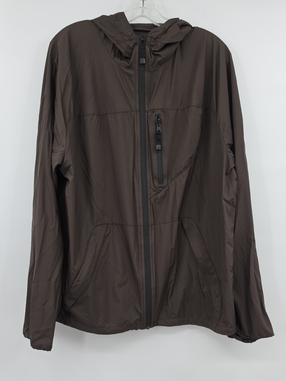 Tumi Men's Hooded Windbreaker Jacket - Dark Brown Size XL